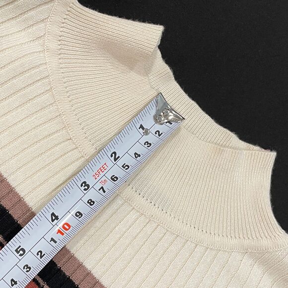 ~ Bodysuit XL Thong Stripe Knit* Mock Turtleneck Long Sleeve Snaps Brown Cream - Picture 4 of 13